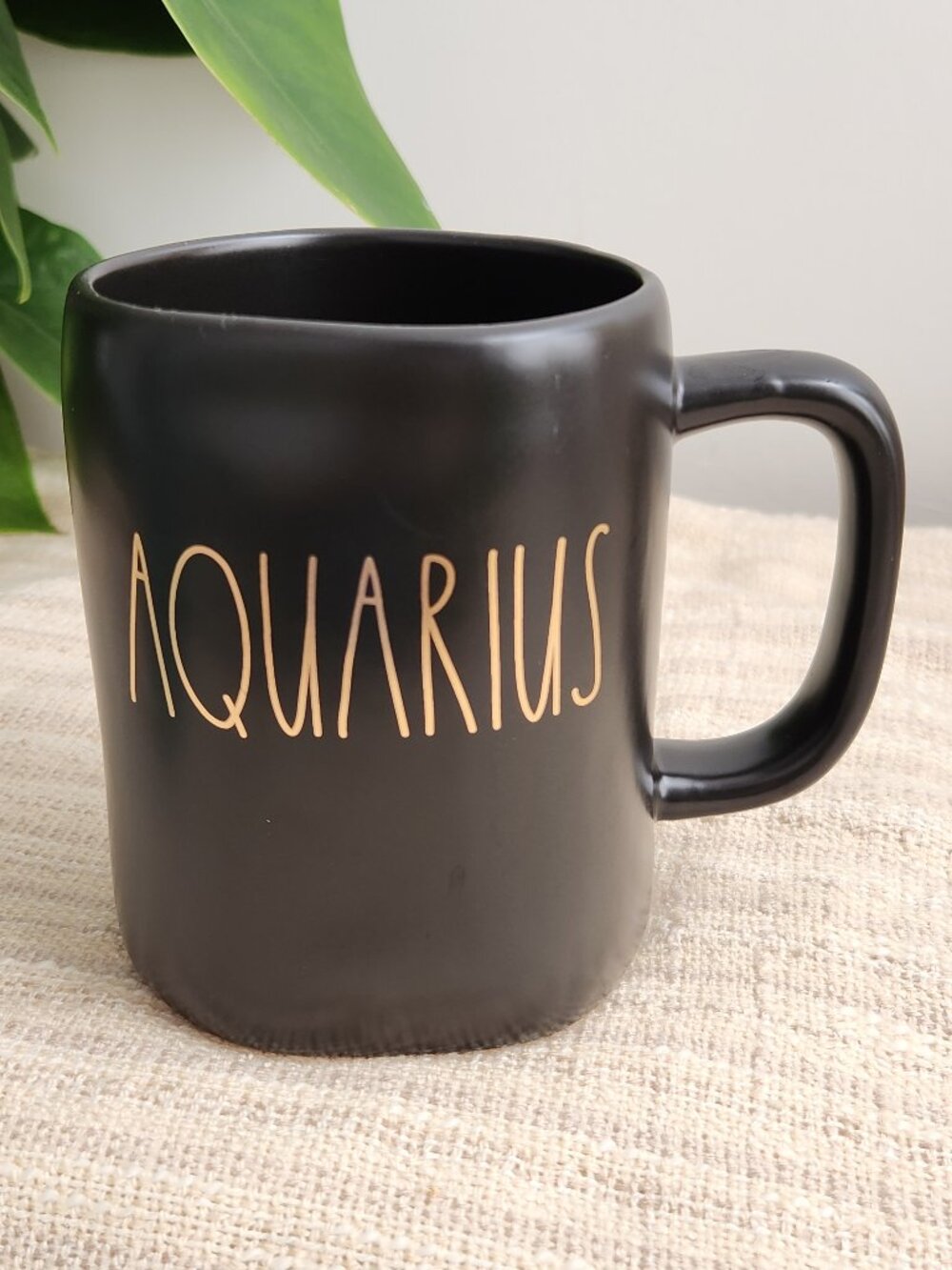 Rae Dunn Zodiac Aquarius Black Ceramic Mug Artisan Collection